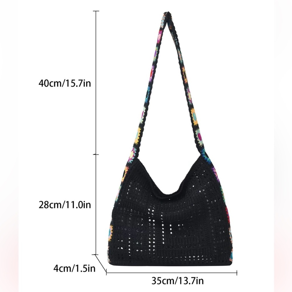 Black Crochet Shoulder Bag - Picture 6 of 7